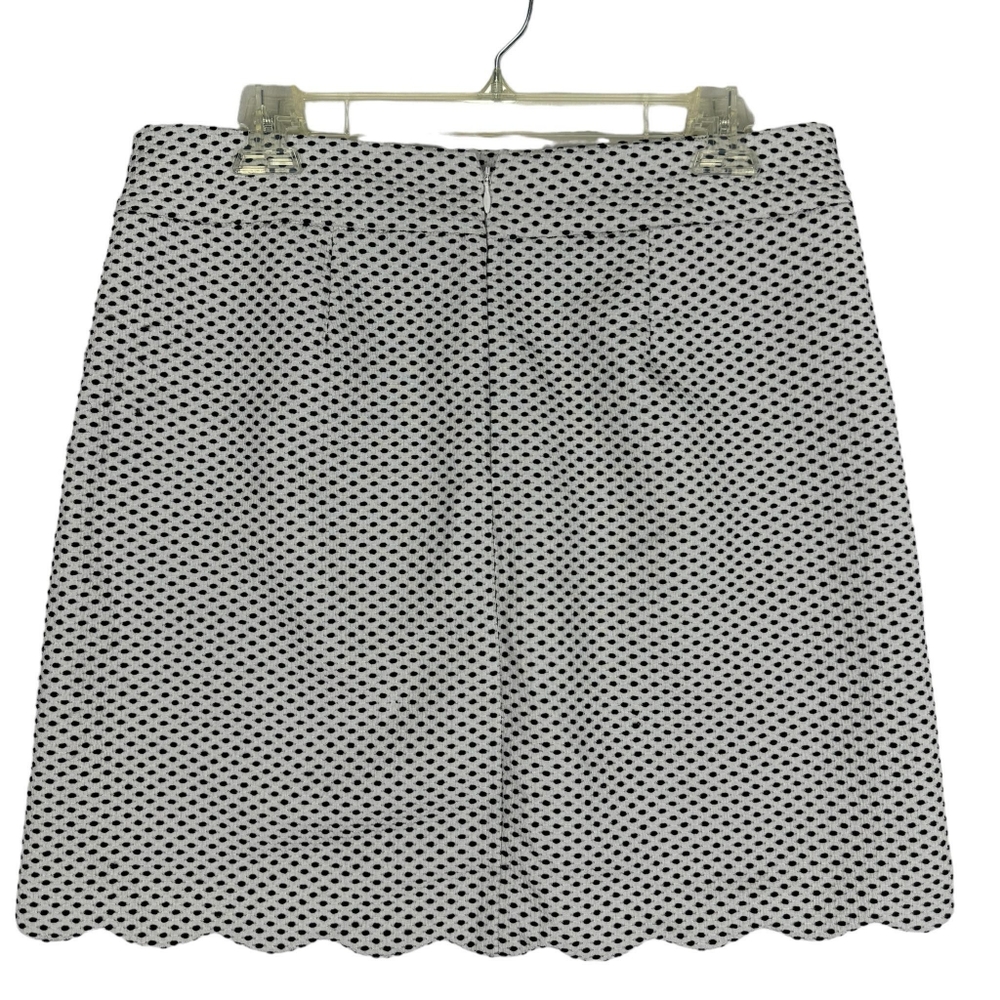 LOFT Womens Black & White Polka Dot Scalloped Hem Skirt Career Size 6 - Picture 6 of 13